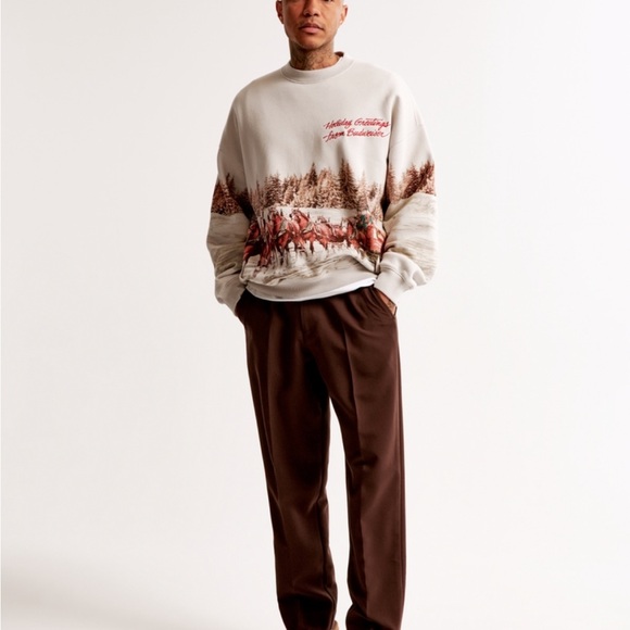 Abercrombie and Fitch Budweiser graphic crew sweatshirt horse beer crewneck - Picture 6 of 8